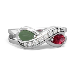 Jade Diamond Infinity 14K White Gold ring R5390