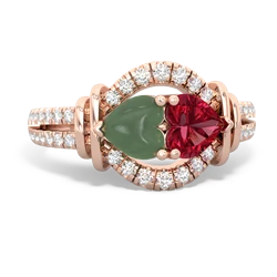 Jade Art-Deco Keepsake 14K Rose Gold ring R5630