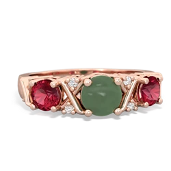 Jade Hugs And Kisses 14K Rose Gold ring R5016