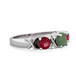 Jade Hugs And Kisses 14K White Gold ring R5016