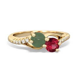 Jade Infinity Pave Two Stone 14K Yellow Gold ring R5285