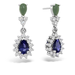 Jade Halo Pear Dangle 14K White Gold earrings E1882