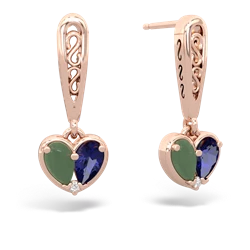 Jade Filligree Heart 14K Rose Gold earrings E5070