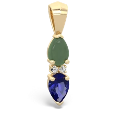 Jade Bowtie Drop 14K Yellow Gold pendant P0865