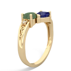 Jade Snuggling Hearts 14K Yellow Gold ring R2178