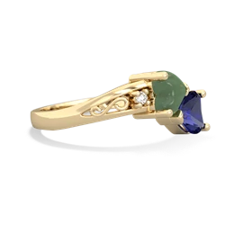 Jade Snuggling Hearts 14K Yellow Gold ring R2178