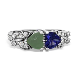 Jade Diamond Butterflies 14K White Gold ring R5601