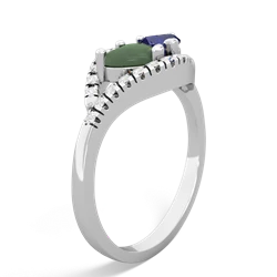 Jade Mother And Child 14K White Gold ring R3010