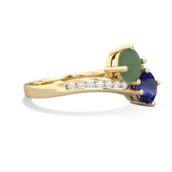 Jade Channel Set Two Stone 14K Yellow Gold ring R5303