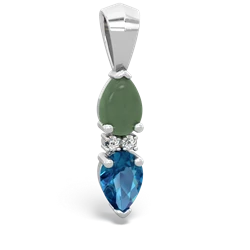 Jade Bowtie Drop 14K White Gold pendant P0865