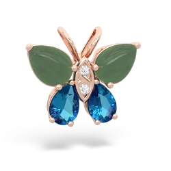 Jade Butterfly 14K Rose Gold pendant P2215