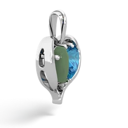 Jade Two Become One 14K White Gold pendant P5330