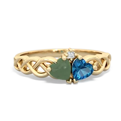 Jade Heart To Heart Braid 14K Yellow Gold ring R5870