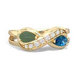 Jade Diamond Infinity 14K Yellow Gold ring R5390