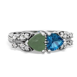 Jade Diamond Butterflies 14K White Gold ring R5601