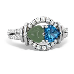 Jade Art-Deco Keepsake 14K White Gold ring R5630