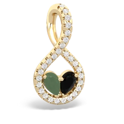 Jade Pave Twist 'One Heart' 14K Yellow Gold pendant P5360