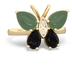 Jade Butterfly 14K Yellow Gold ring R2215