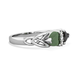 Jade Celtic Knot Double Heart 14K White Gold ring R5040