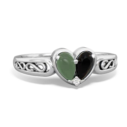 Jade Filligree 'One Heart' 14K White Gold ring R5070