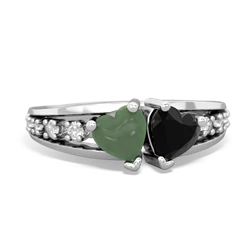 Jade Heart To Heart 14K White Gold ring R3342