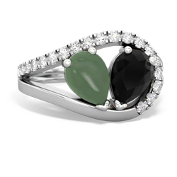 Jade Nestled Heart Keepsake 14K White Gold ring R5650