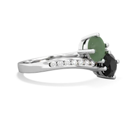 Jade Channel Set Two Stone 14K White Gold ring R5303