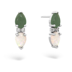 Jade Bowtie Drop 14K White Gold earrings E0865