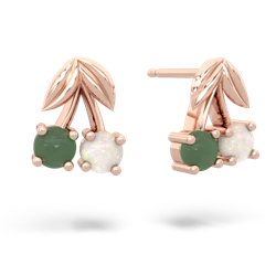 Jade Sweet Cherries 14K Rose Gold earrings E7001