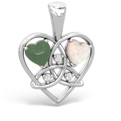 Jade Celtic Trinity Heart 14K White Gold pendant P5331