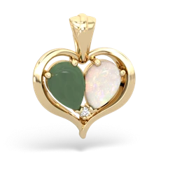 Jade Two Become One 14K Yellow Gold pendant P5330