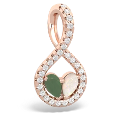 Jade Pave Twist 'One Heart' 14K Rose Gold pendant P5360