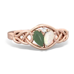 Jade Celtic Love Knot 14K Rose Gold ring R5420