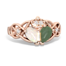 Jade 'One Heart' Celtic Knot Claddagh 14K Rose Gold ring R5322