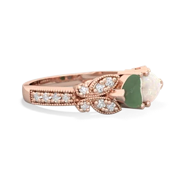 Jade Diamond Butterflies 14K Rose Gold ring R5601