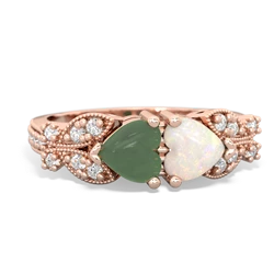 Jade Diamond Butterflies 14K Rose Gold ring R5601