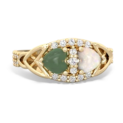 Jade Sparkling Celtic Knot 14K Yellow Gold ring R2645