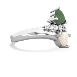 Jade Heart To Heart 14K White Gold ring R2064