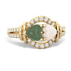 Jade Art-Deco Keepsake 14K Yellow Gold ring R5630