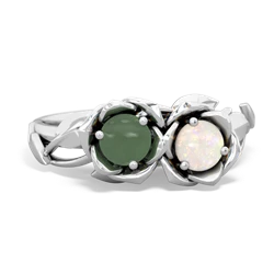 Jade Rose Garden 14K White Gold ring R5510