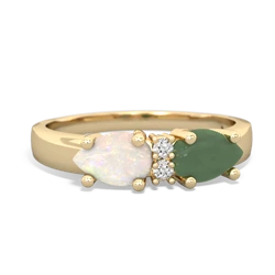 Jade Pear Bowtie 14K Yellow Gold ring R0865