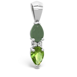 Jade Bowtie Drop 14K White Gold pendant P0865