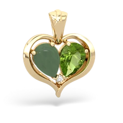 Jade Two Become One 14K Yellow Gold pendant P5330