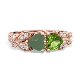 Jade Diamond Butterflies 14K Rose Gold ring R5601