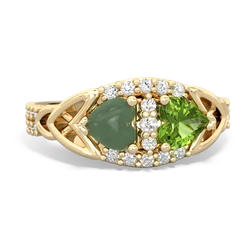 Jade Sparkling Celtic Knot 14K Yellow Gold ring R2645