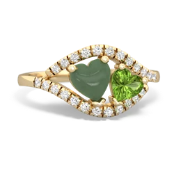 Jade Mother And Child 14K Yellow Gold ring R3010