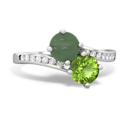 Jade Channel Set Two Stone 14K White Gold ring R5303