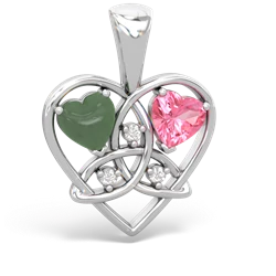 Jade Celtic Trinity Heart 14K White Gold pendant P5331