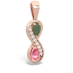 Jade Diamond Infinity 14K Rose Gold pendant P5390