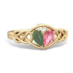 Jade Celtic Love Knot 14K Yellow Gold ring R5420